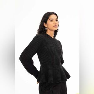BANJANAN Freya Peplum black alpaca blend sweater S